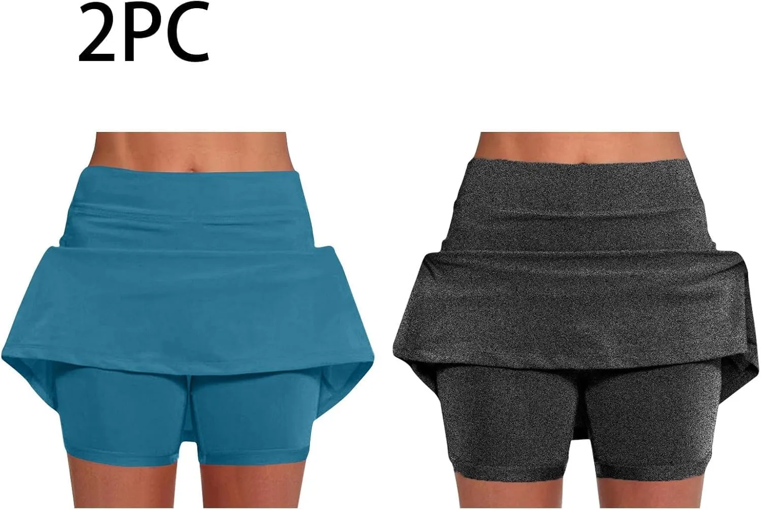 2 Pack Womens Athletic Skirts Basic Running Skorts Lightweight High Waisted Gym Workout Skirt with Built in Shorts