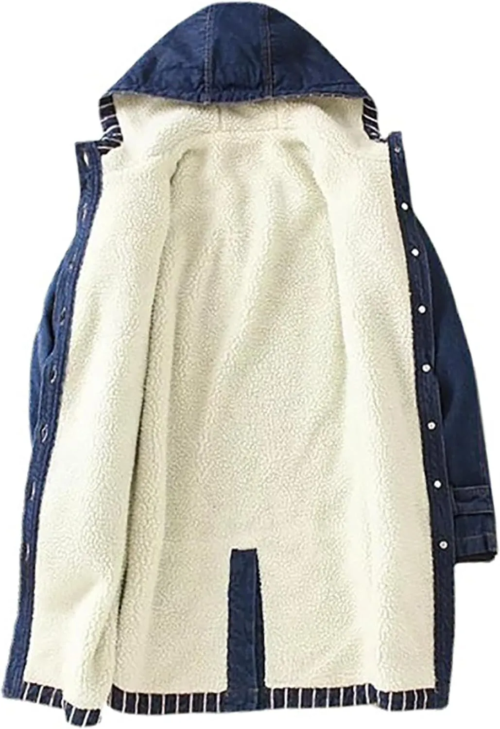 2024 New Women's Hoodies Button Down Sherpa Fleece Lined Coats Mid-Long Oversized Denim Trucker Jacket Outwear
