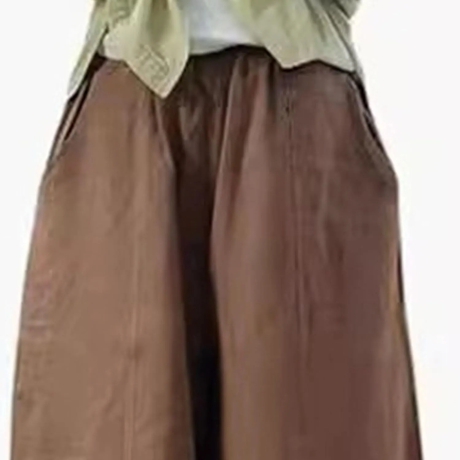 2025 Elastic Waist Bloomers Women's Linen Trousers Pockets Commuter Loose Pants Fashion Slim Casual Pants