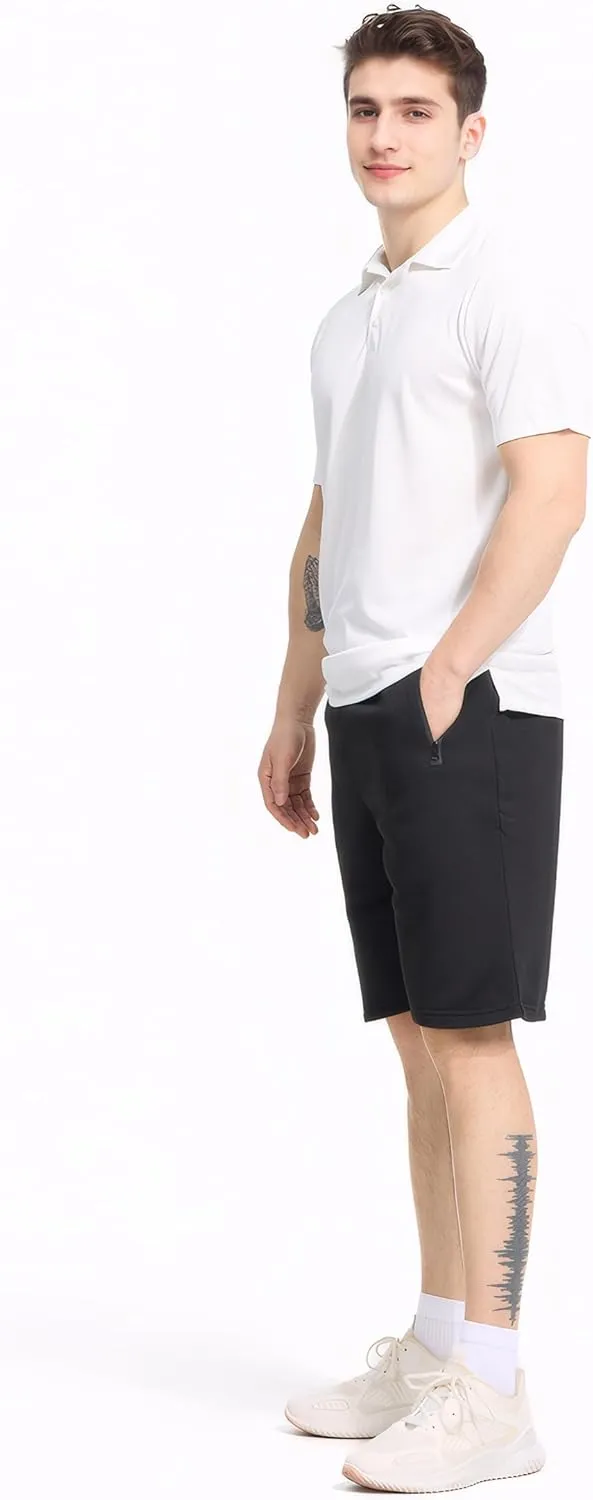 3 Pack Mens Athletic Shorts Casual Quick-Drying Gym Shorts for Mens with Zipper Pockets Drawstring