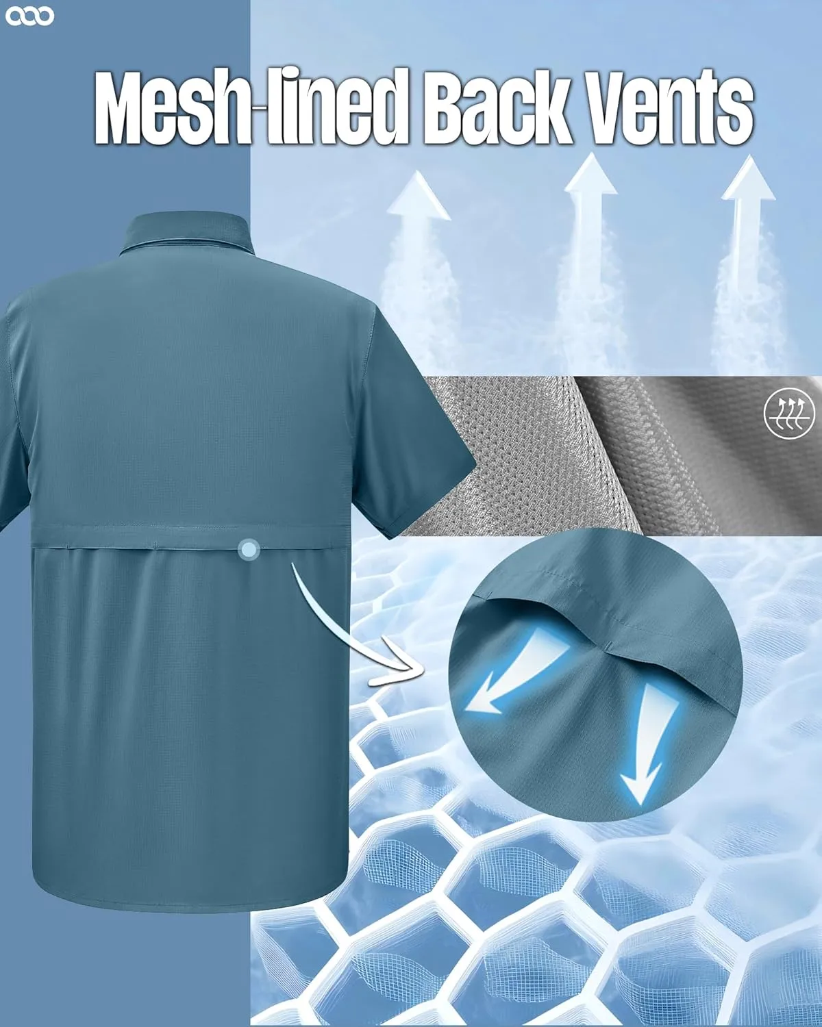 33,000ft Men's Fishing Shirts Lightweight Cool Quick Dry Sun Protection UV Short Sleeve Shirt for Casual Hiking Safari Travel