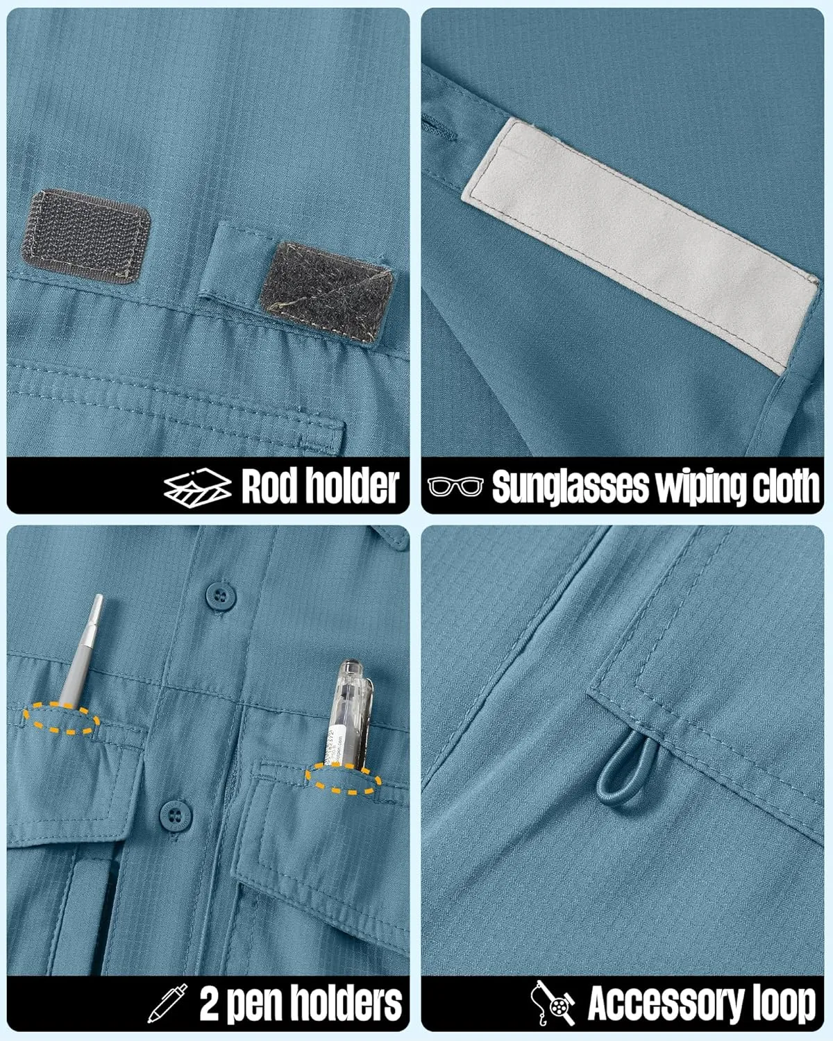 33,000ft Men's Fishing Shirts Lightweight Cool Quick Dry Sun Protection UV Short Sleeve Shirt for Casual Hiking Safari Travel