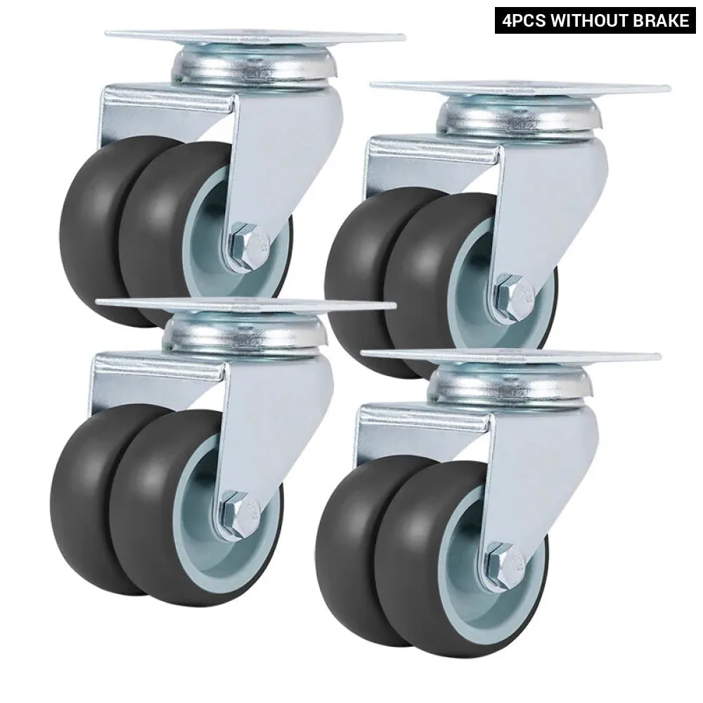 4 Piece 2 Heavy Duty Swivel Rubber Caster Set with Brake for Furniture