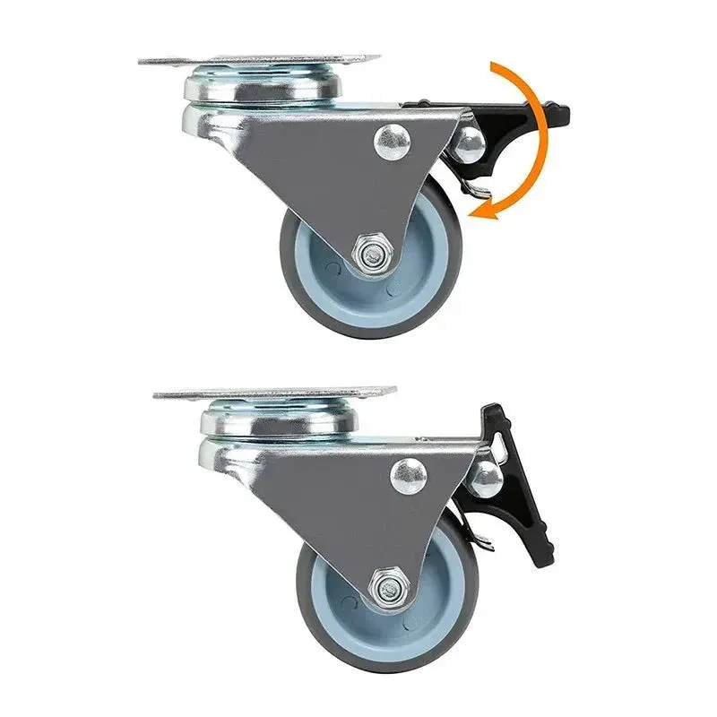 4 Piece 2 Heavy Duty Swivel Rubber Caster Set with Brake for Furniture