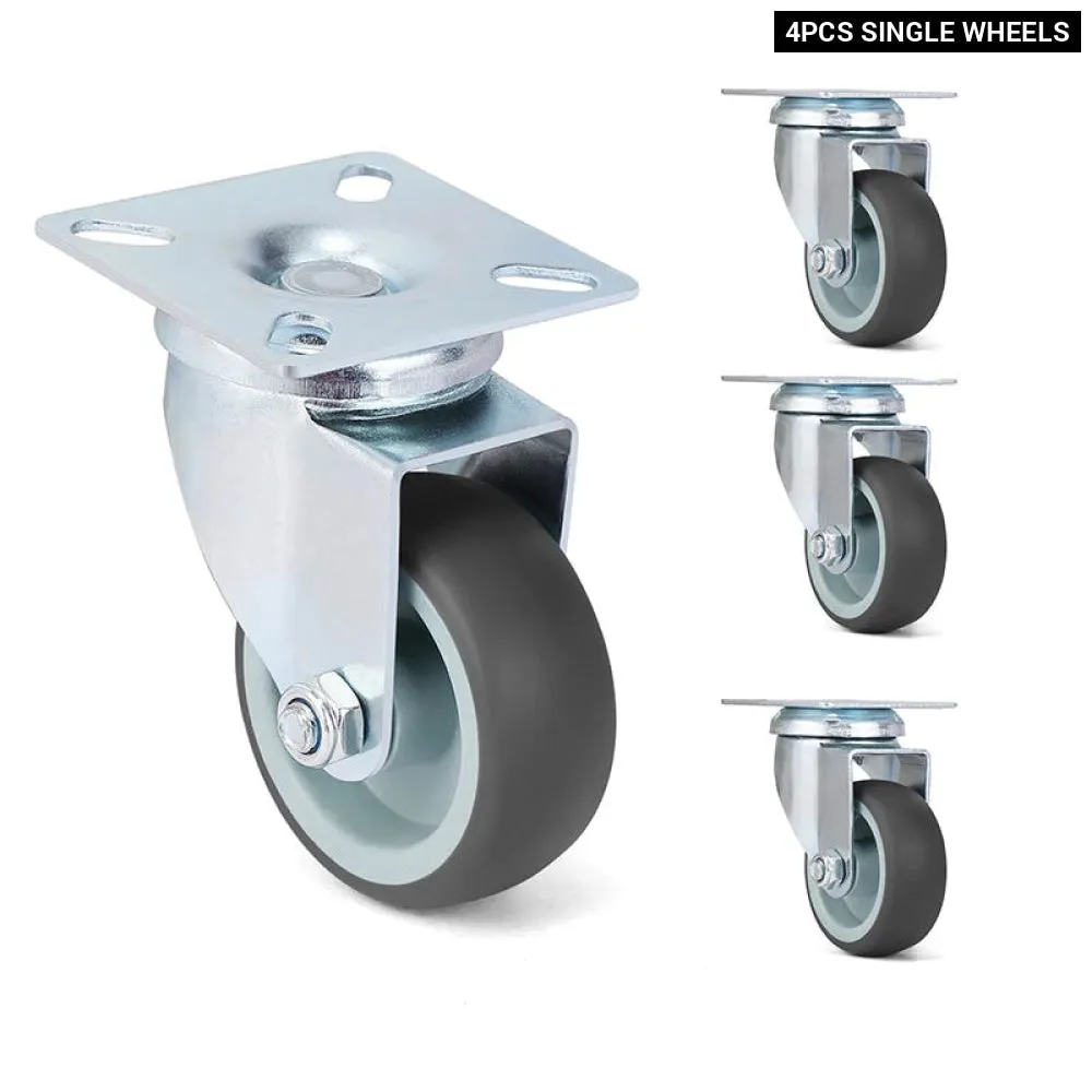 4 Piece 2 Heavy Duty Swivel Rubber Caster Set with Brake for Furniture