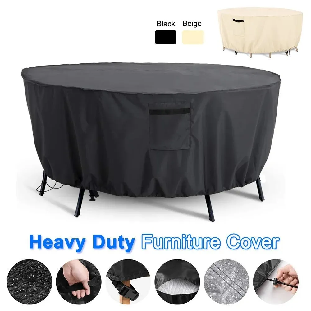 420d Outdoor Round Table Chair Set Cover Garden Furniture Waterproof Oxford Wicker Sofa Protection Patio Rain Snow Dust Covers