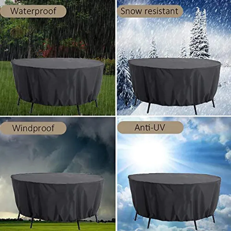 420d Outdoor Round Table Chair Set Cover Garden Furniture Waterproof Oxford Wicker Sofa Protection Patio Rain Snow Dust Covers