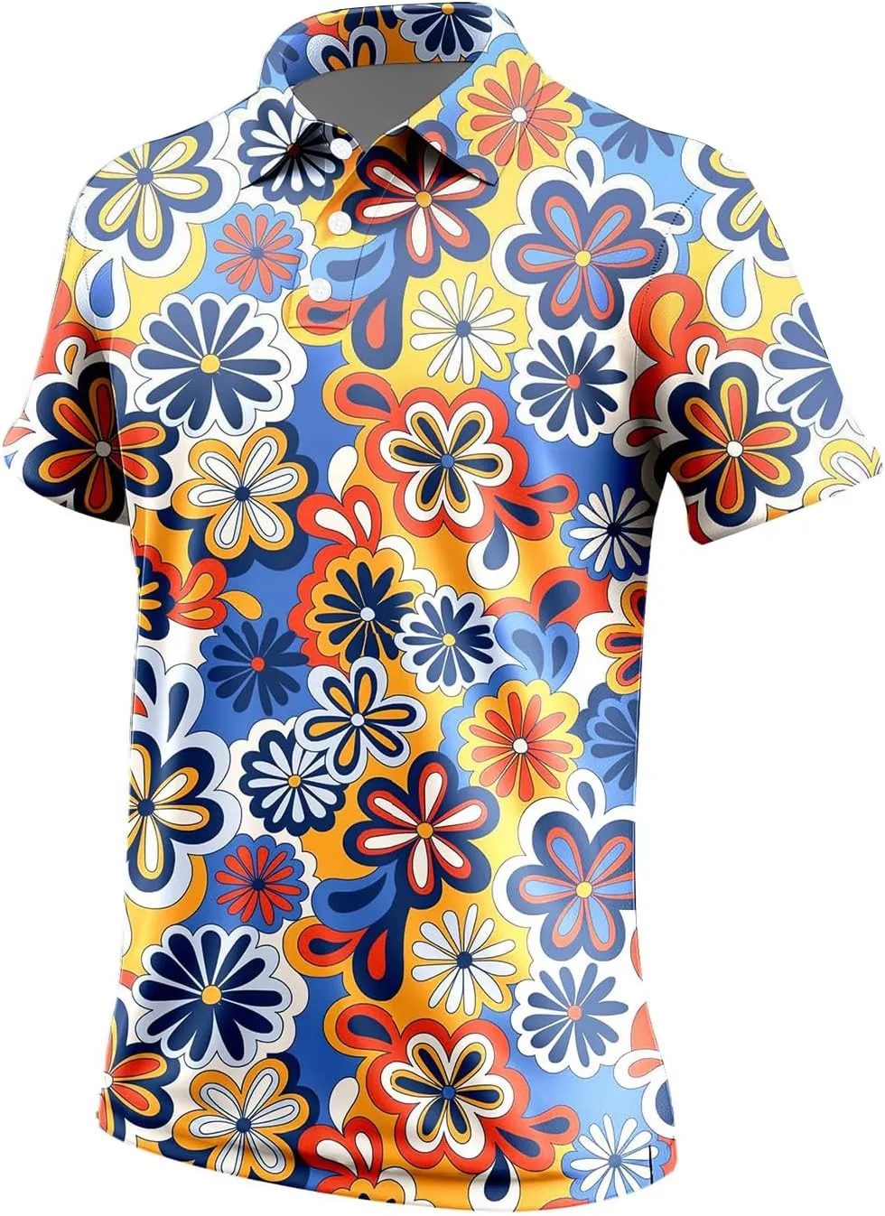 70s Outfits for Men Golf Polo Shirts Short Sleeve Disco Retro Paisley Button Vintage Dry Fit Funny Clothes