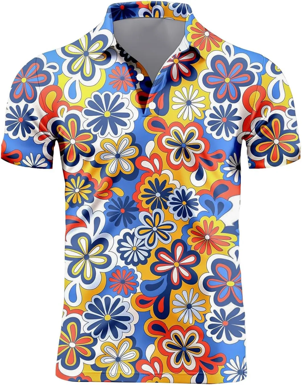 70s Outfits for Men Golf Polo Shirts Short Sleeve Disco Retro Paisley Button Vintage Dry Fit Funny Clothes