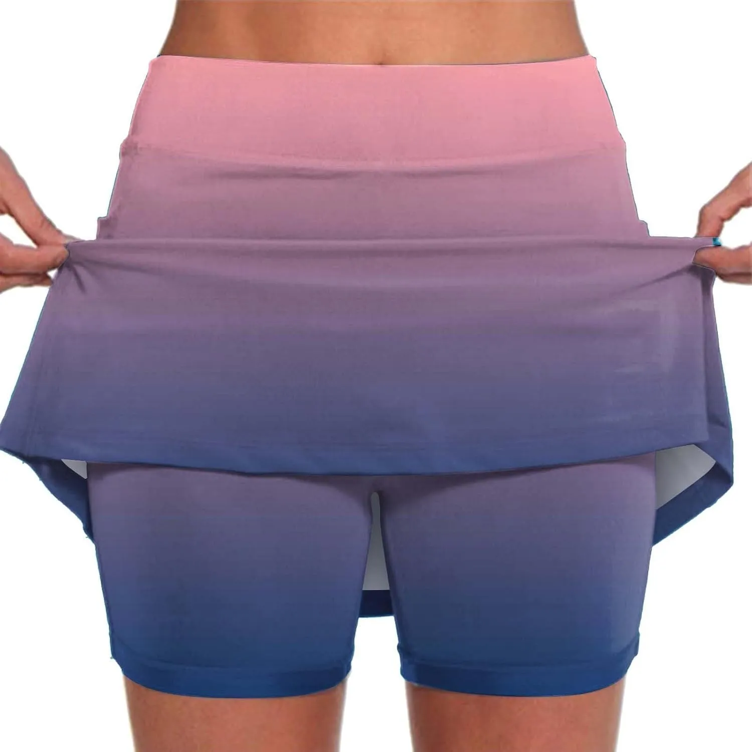 aihihe Pleated Workout Skirts for Women Tennis Skirt with Shorts Long Workout Shorts Women Long Loose