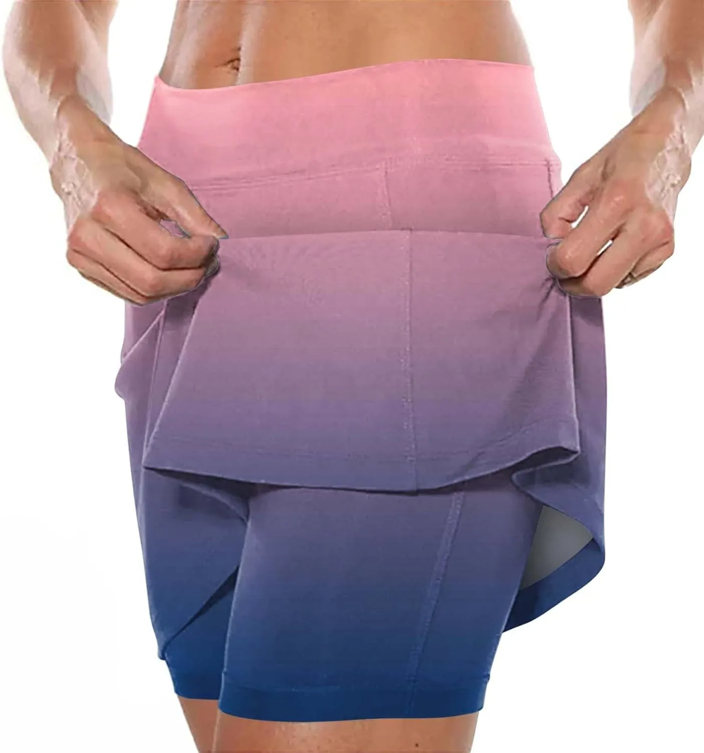 aihihe Pleated Workout Skirts for Women Tennis Skirt with Shorts Long Workout Shorts Women Long Loose