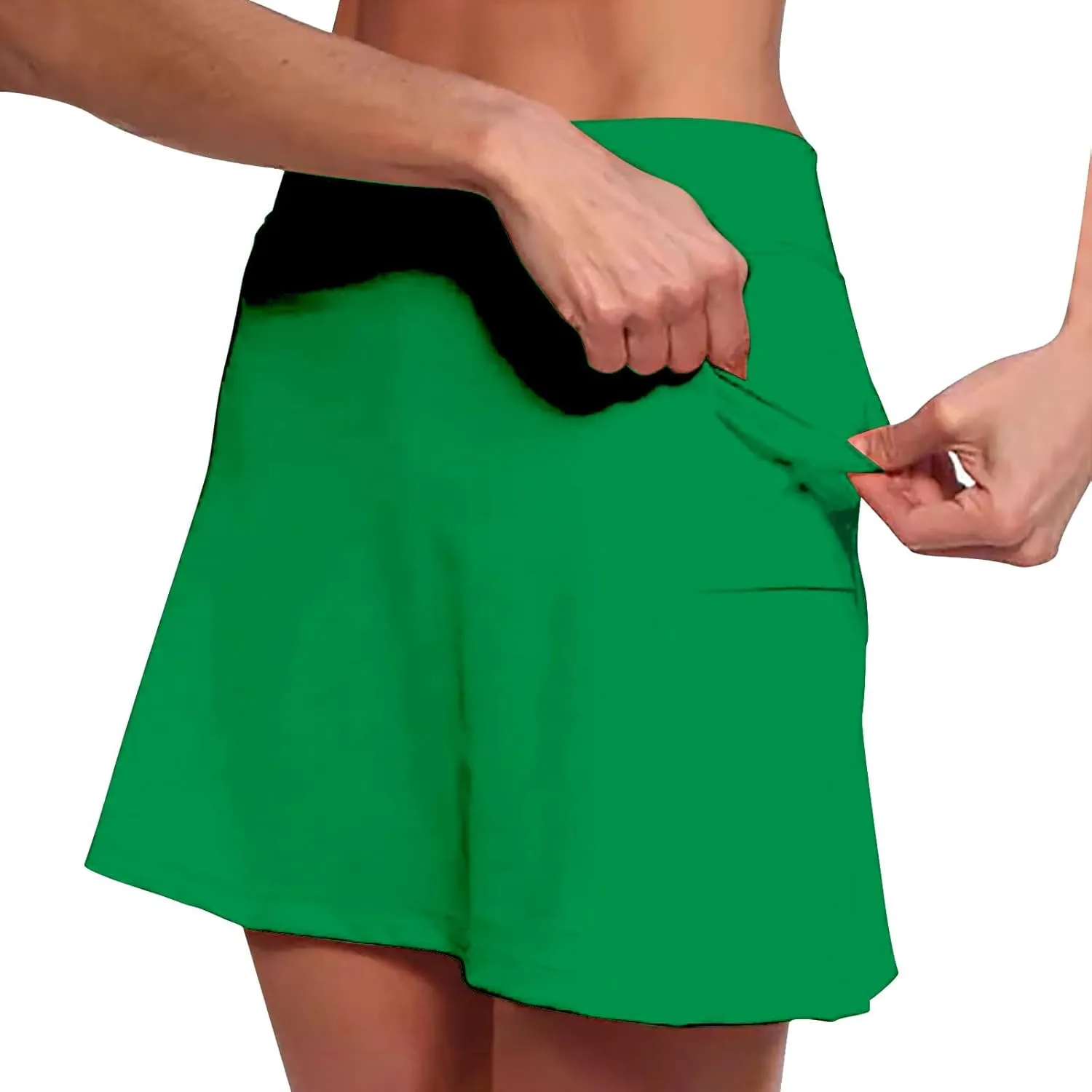 aihihe Pleated Workout Skirts for Women Tennis Skirt with Shorts Long Workout Shorts Women Long Loose