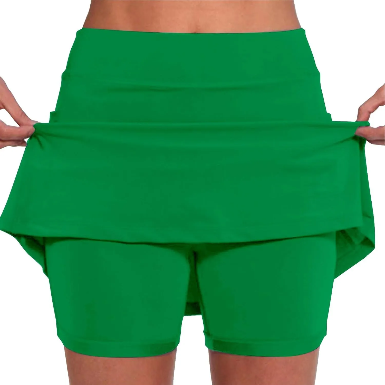 aihihe Pleated Workout Skirts for Women Tennis Skirt with Shorts Long Workout Shorts Women Long Loose