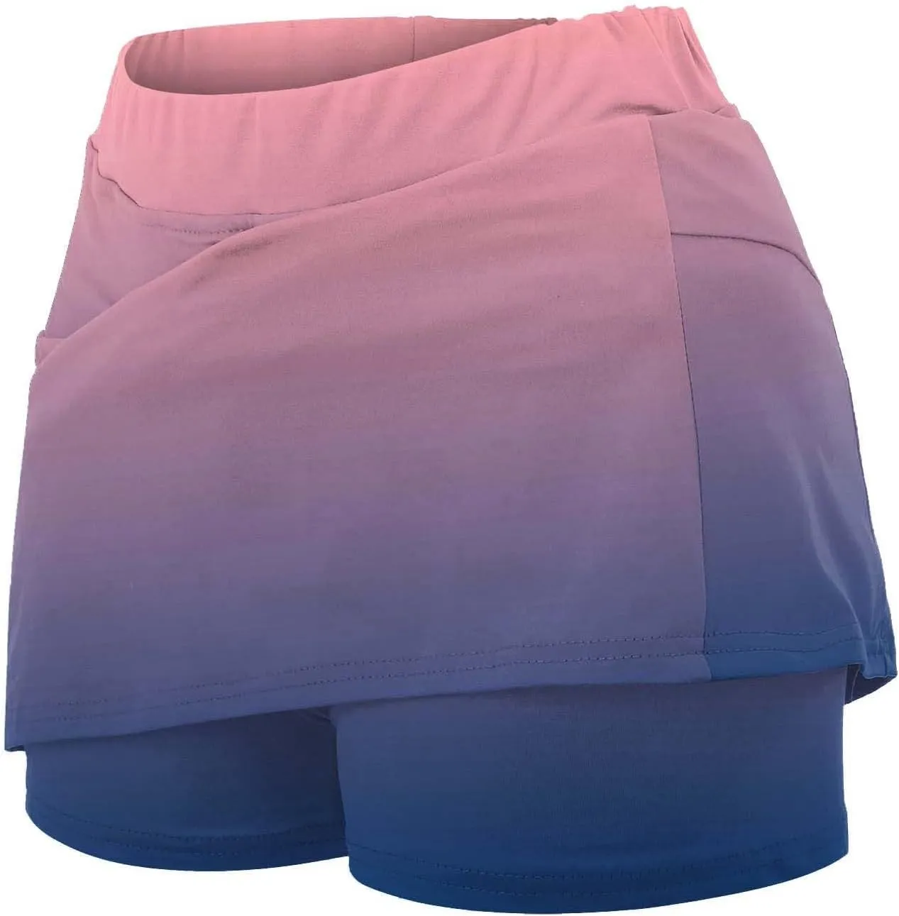 aihihe Pleated Workout Skirts for Women Tennis Skirt with Shorts Long Workout Shorts Women Long Loose