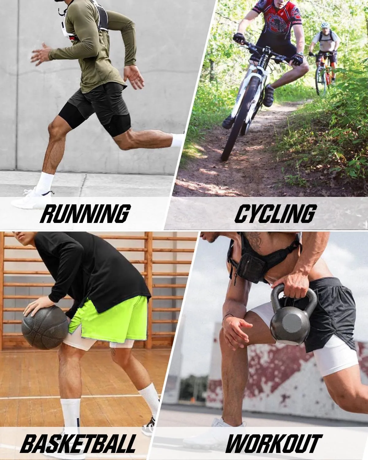 AIMPACT Mens 2 in 1 Shorts 7" Compression Gym Athletic Workout Shorts for with Phone Pockets