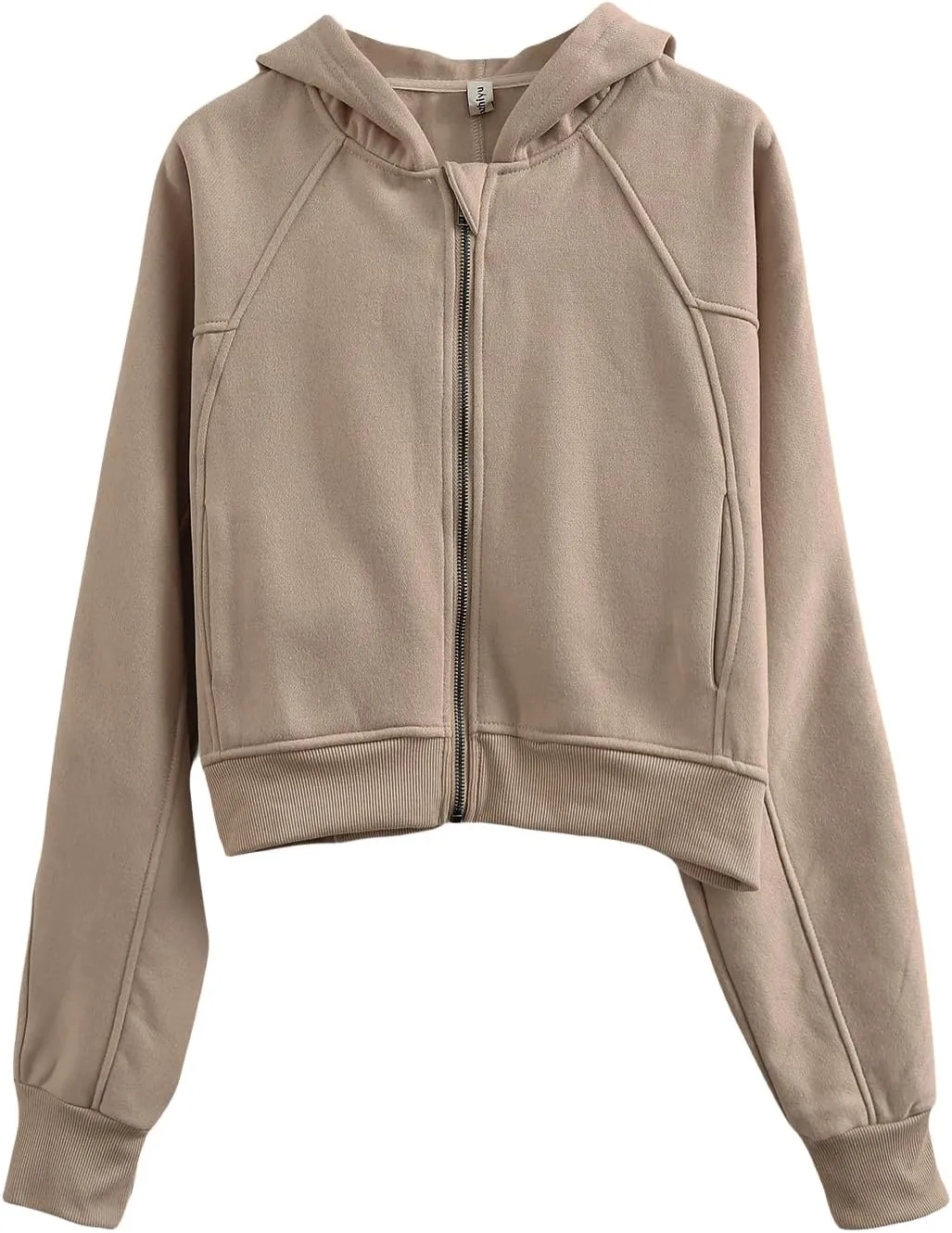 Amazhiyu Women' s Fleece Oversized Full-Zip Cropped Hoodie Winter Crop Top