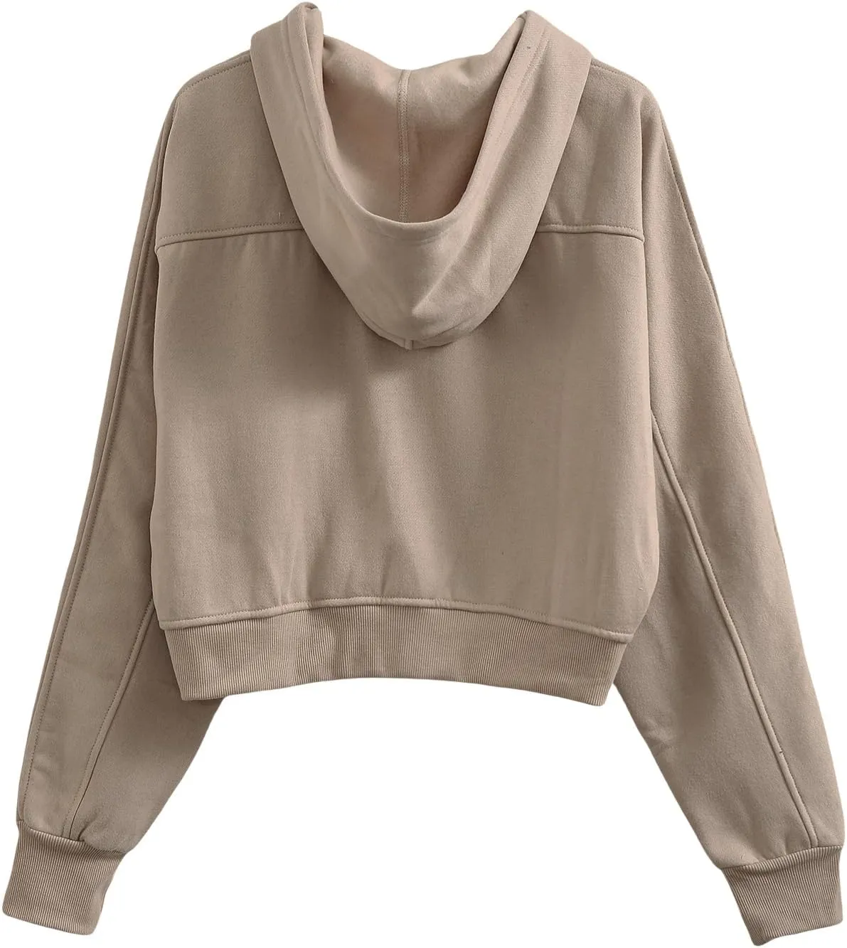 Amazhiyu Women' s Fleece Oversized Full-Zip Cropped Hoodie Winter Crop Top