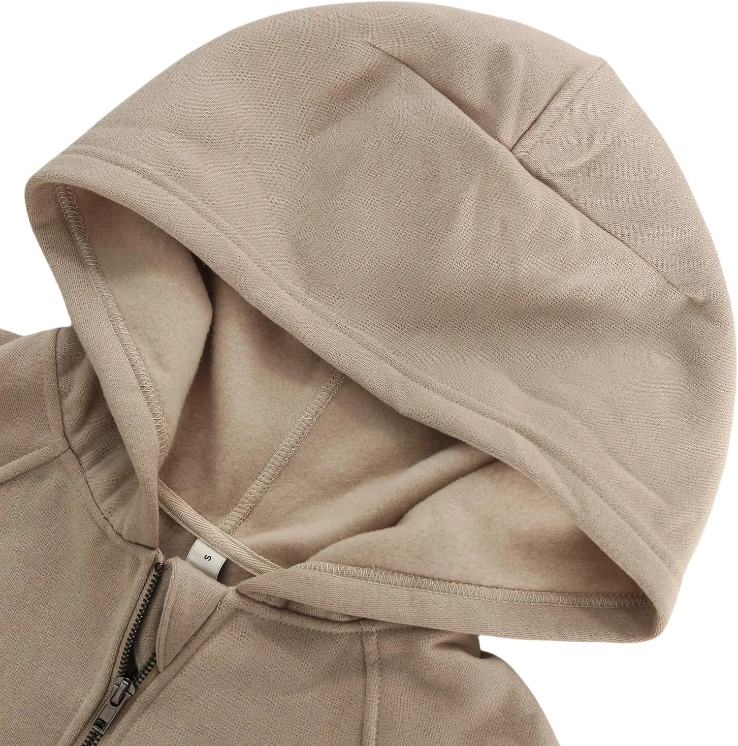 Amazhiyu Women' s Fleece Oversized Full-Zip Cropped Hoodie Winter Crop Top