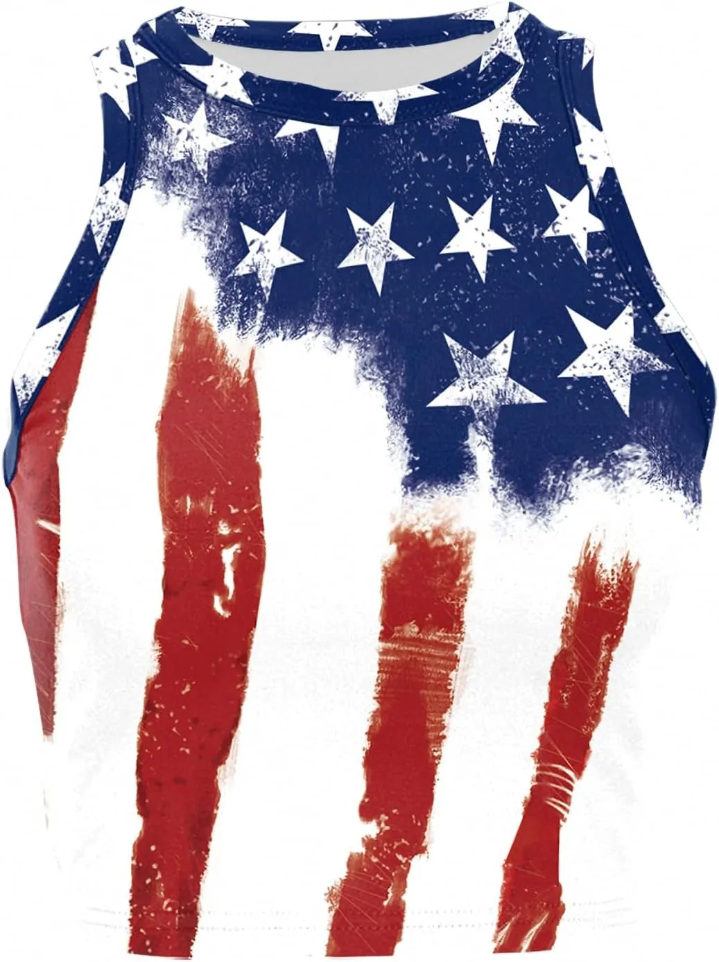 American Flag Crop Tank Tops for Women Patriotic T Shirt USA Shirt Stars Stripes 4th of July Vest Tops