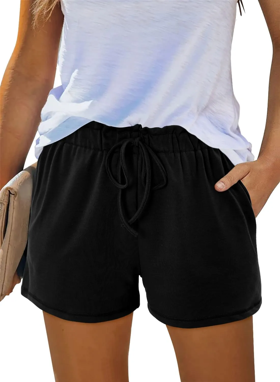 Angerella Womens Shorts with Pockets Summer Casual Shorts for Women Comfy Elastic Waist Lightweight Short Pants