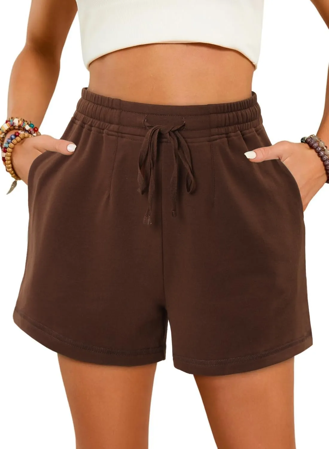 Angerella Womens Shorts with Pockets Summer Casual Shorts for Women Comfy Elastic Waist Lightweight Short Pants