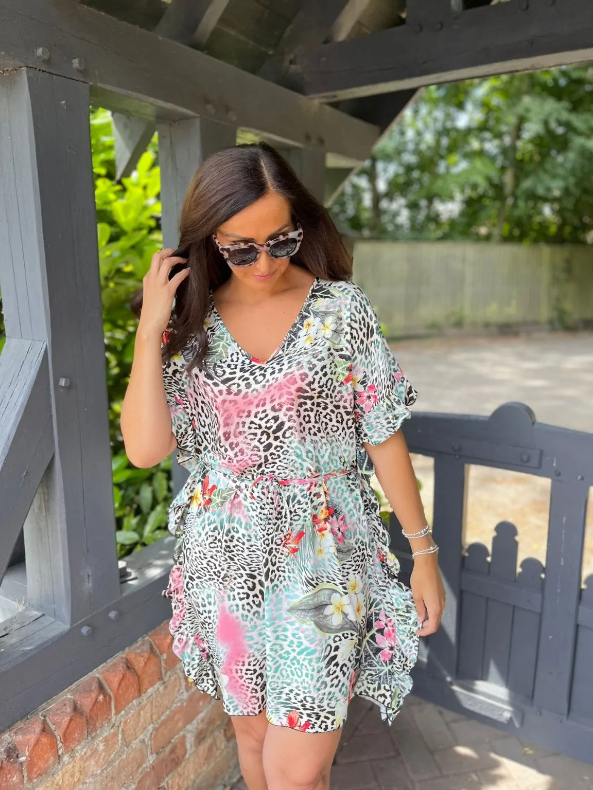 Animal Print Frill Dress Tara