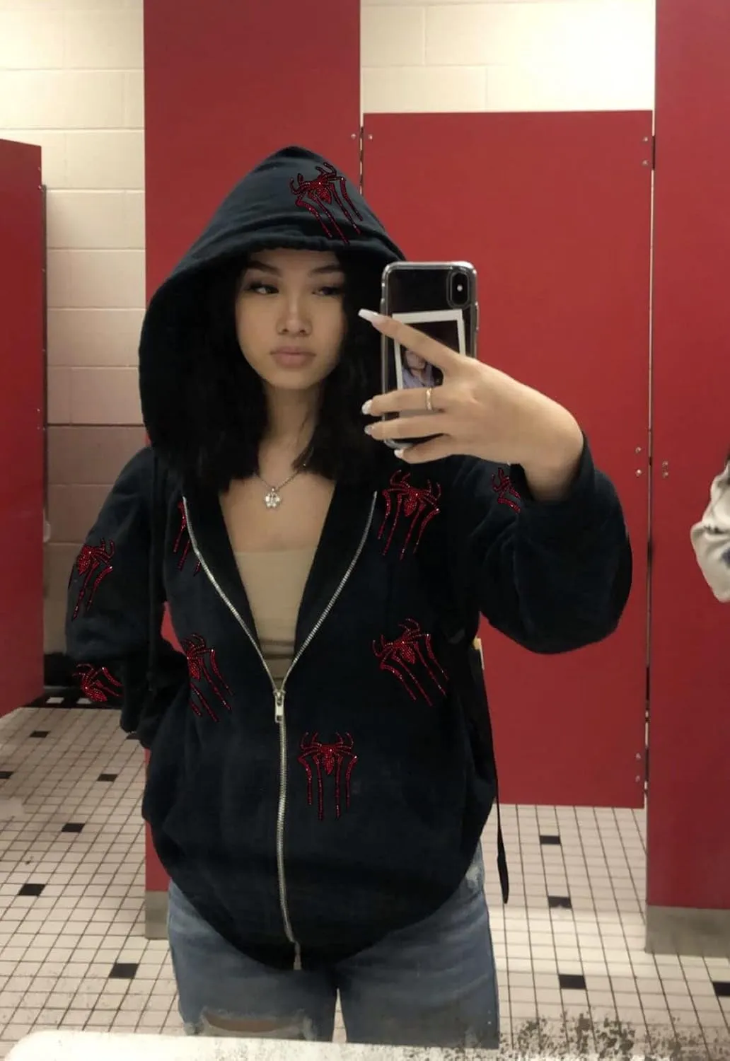 Aopwsrlyi Women's Zip Up Hoodie Y2k Vintage Graphic Oversized Hooded Sweatshirt Punk Jackets Goth Harajuku Streetwear