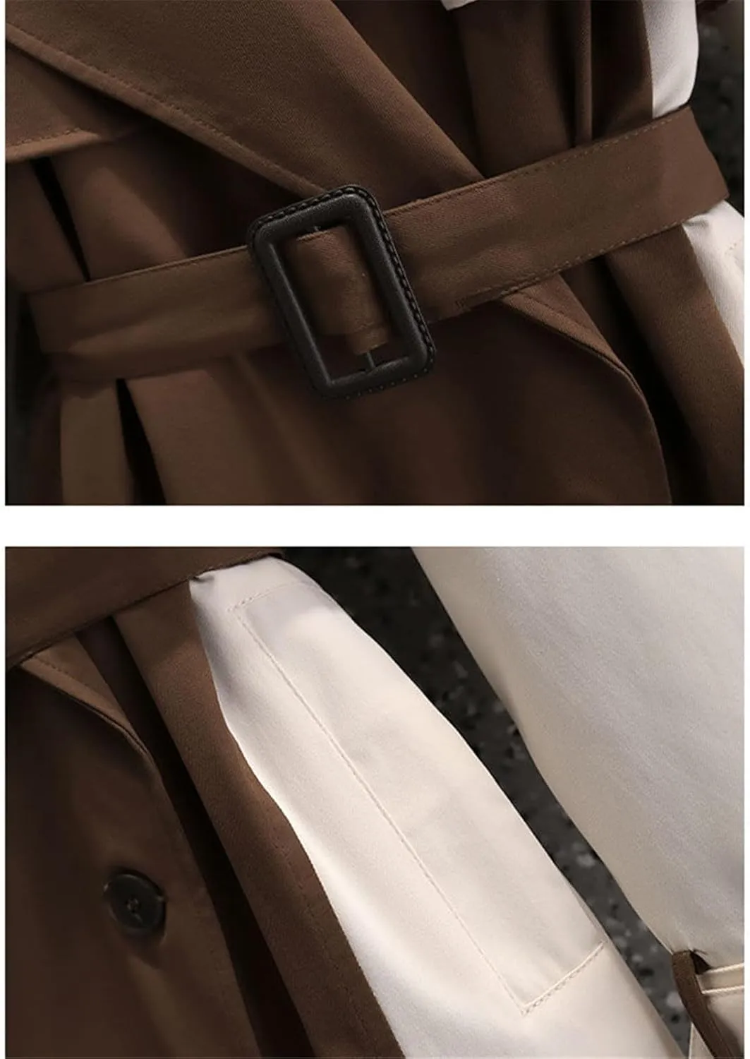 Autumn Mid-Length Trench Coat For Women Contrast Color Patchwork Spring Windbreaker Coat Female Windproof Jacket