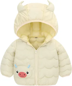 Baby Boys Girls Down Jacket Toddler Winter Warm Padded Down Coat Cotton Hooded Thicken Windproof (Yellow, 18-24 Months)