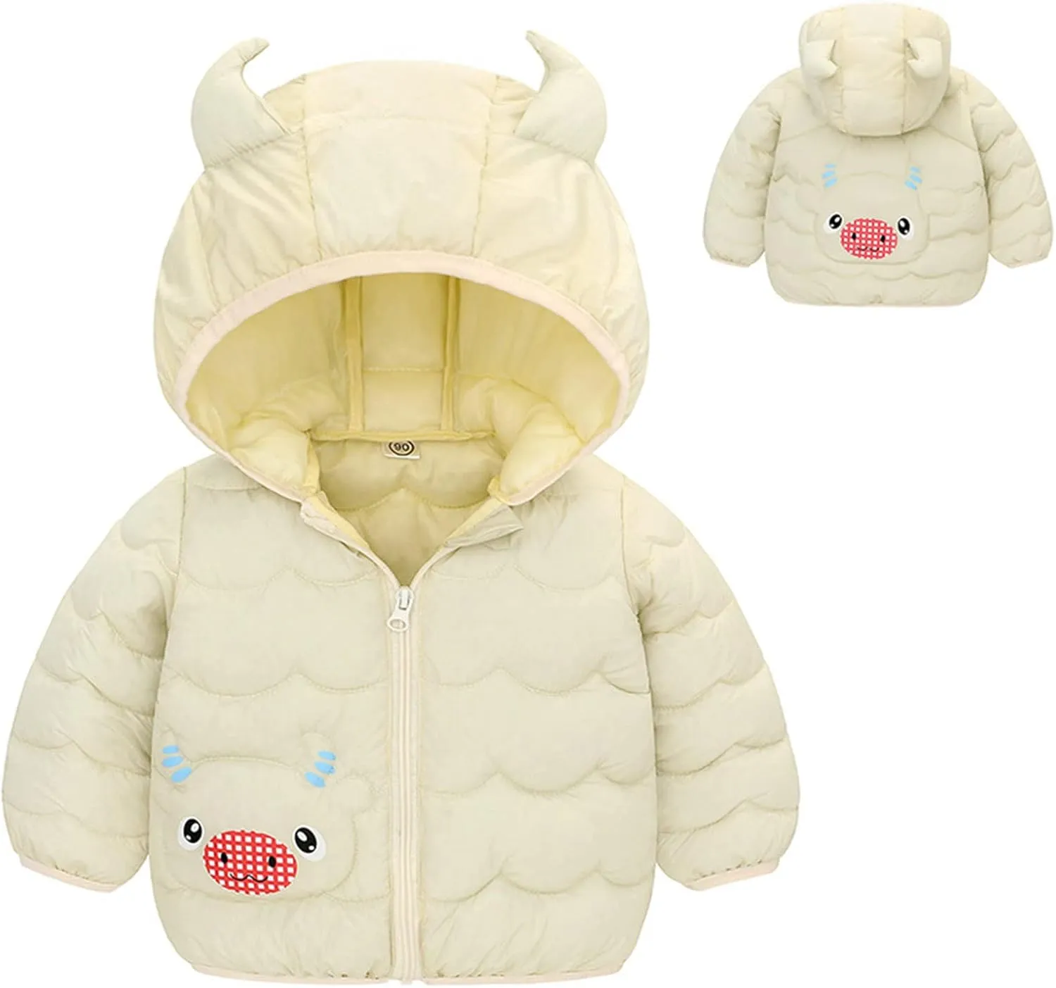 Baby Boys Girls Down Jacket Toddler Winter Warm Padded Down Coat Cotton Hooded Thicken Windproof (Yellow, 18-24 Months)