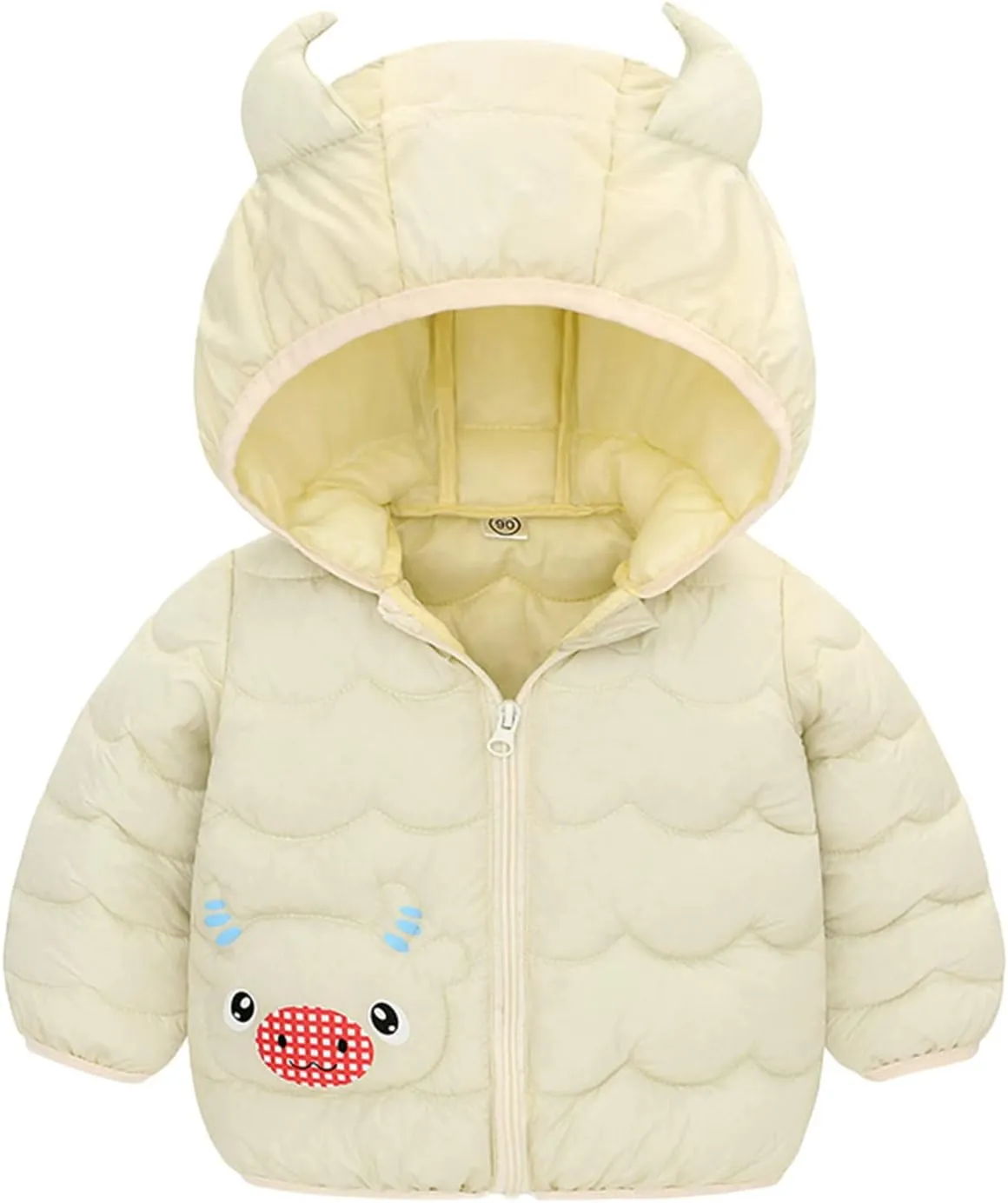 Baby Boys Girls Down Jacket Toddler Winter Warm Padded Down Coat Cotton Hooded Thicken Windproof (Yellow, 18-24 Months)