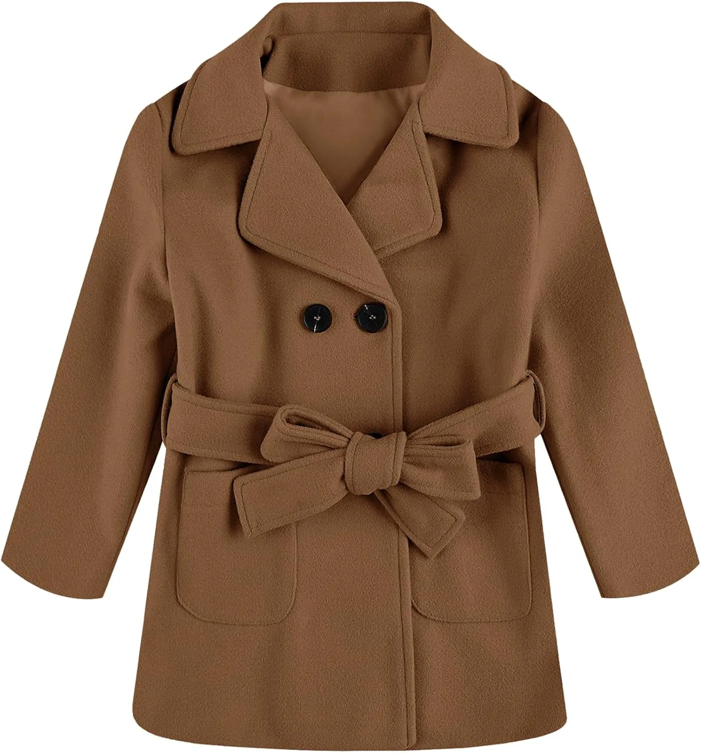 Baby Kids Boys Girls Classic Wool Blend Coat Winter Double Breasted Trench Coat Outwear Pea Coat Jacket with Belt