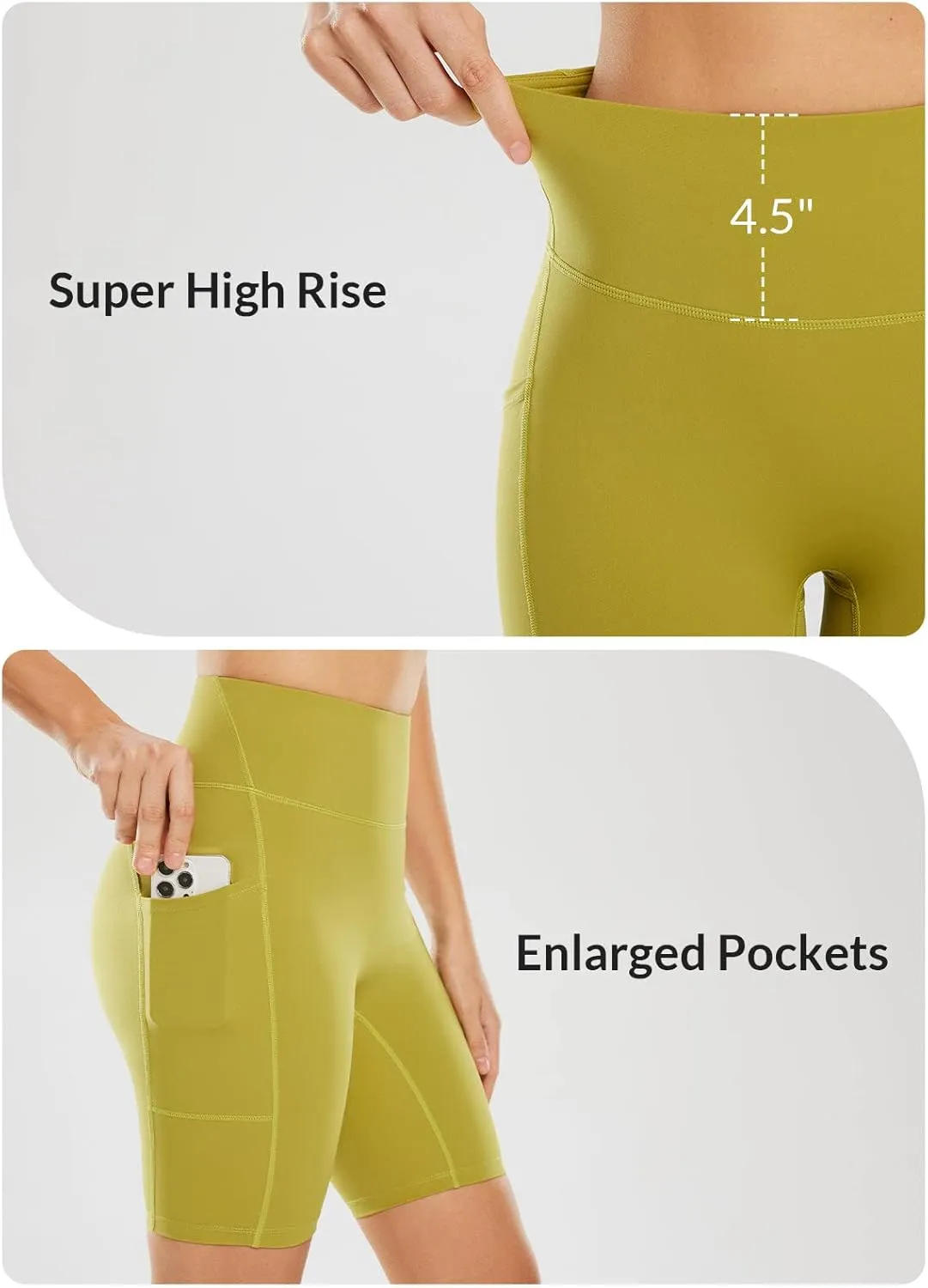 baleaf Sweatleaf Women's Light Compression Biker Shorts 8" High Waisted Yoga Gym Spandex Shorts Side Pockets