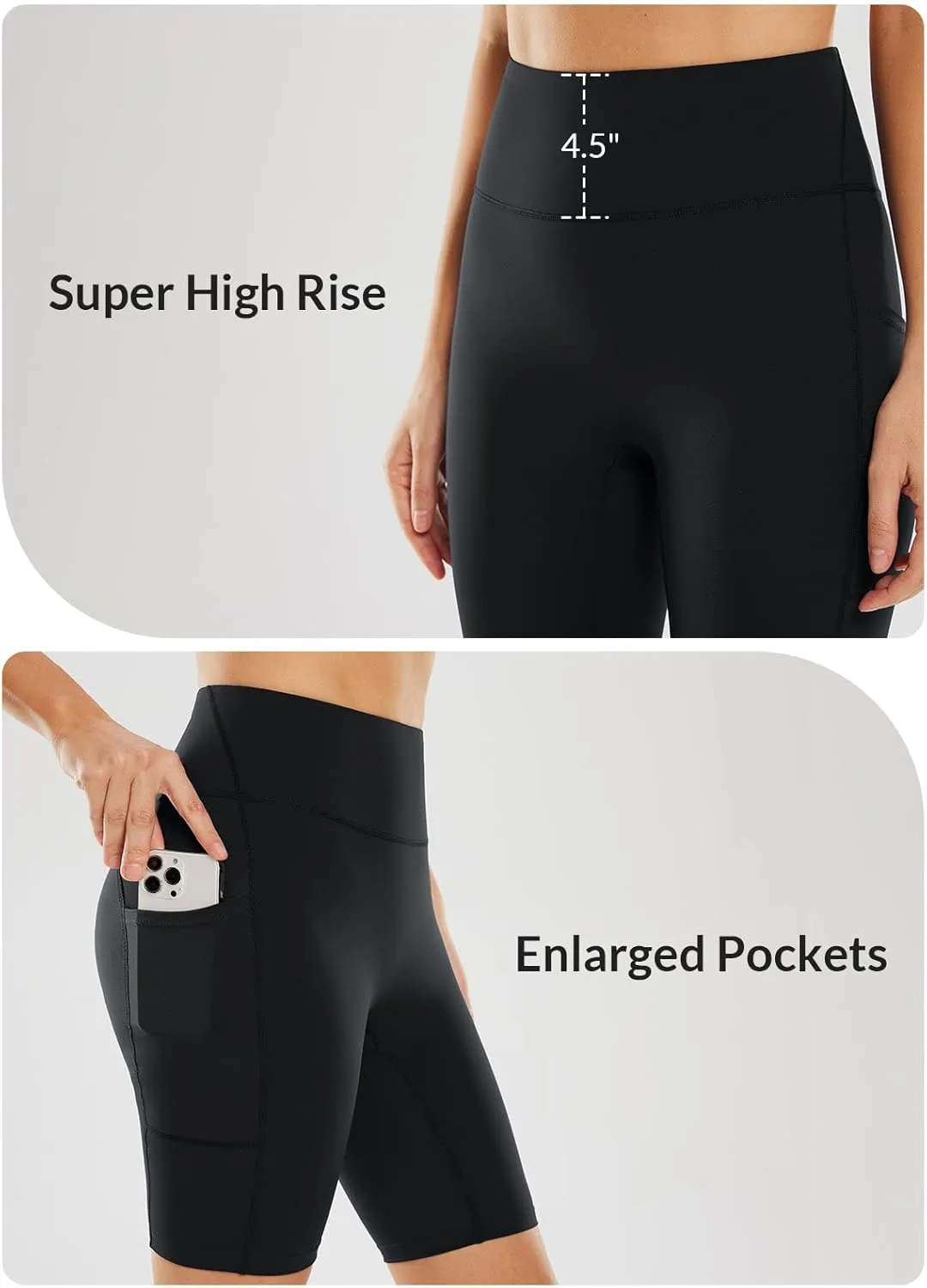 baleaf Sweatleaf Women's Light Compression Biker Shorts 8" High Waisted Yoga Gym Spandex Shorts Side Pockets