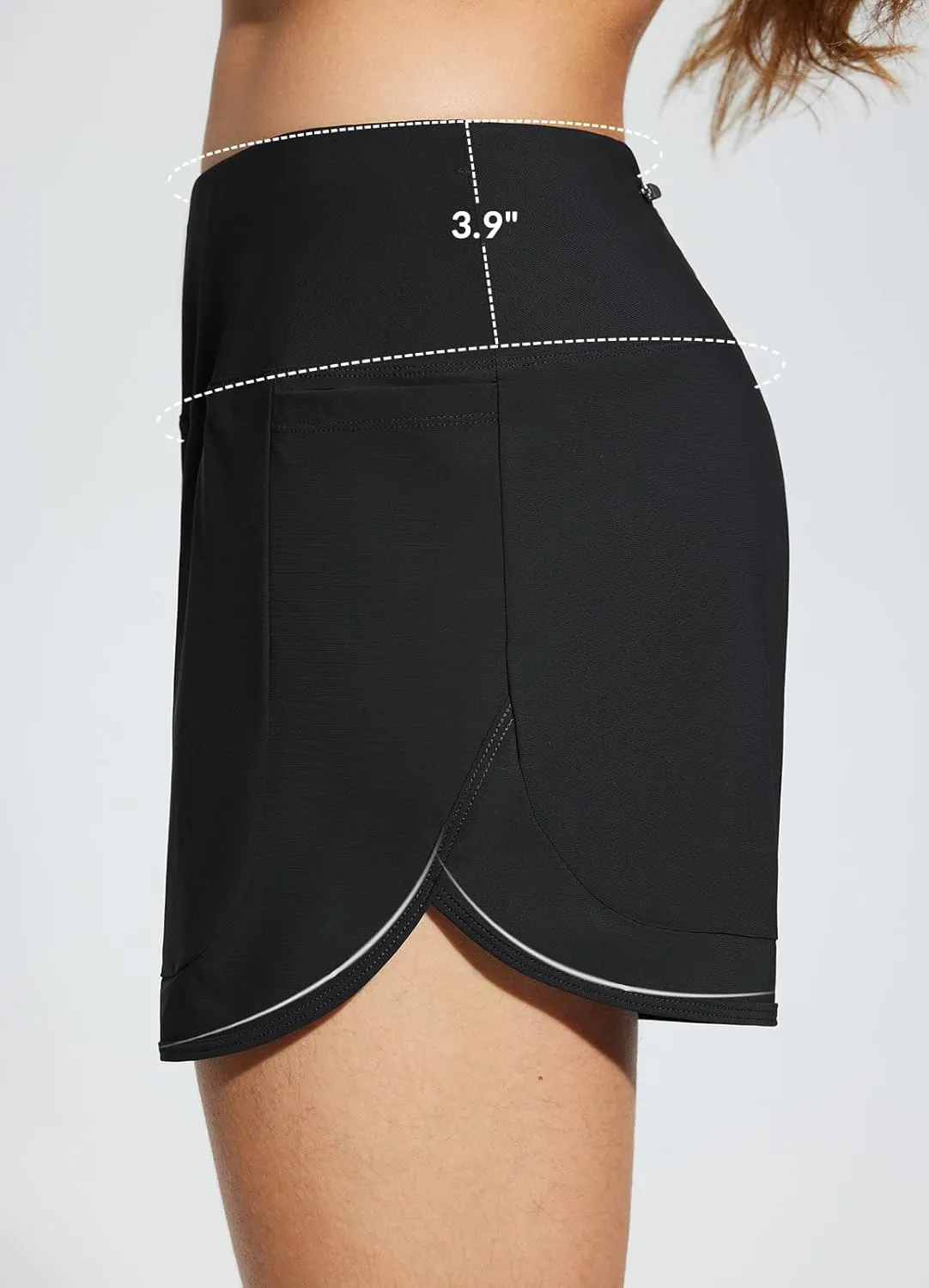 baleaf Women's 4" High Waisted Swim Shorts Quick Dry Board Shorts UPF50  Swimsuit with Liner and Pockets
