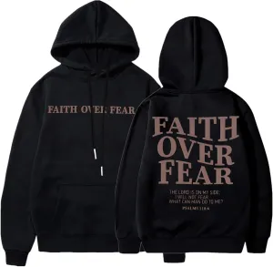 BANGELY Faith Over Fear Hoodie Women Christian Sweatshirt Graphic Christian Religious Sayings Sweater Bible Pullover Tops