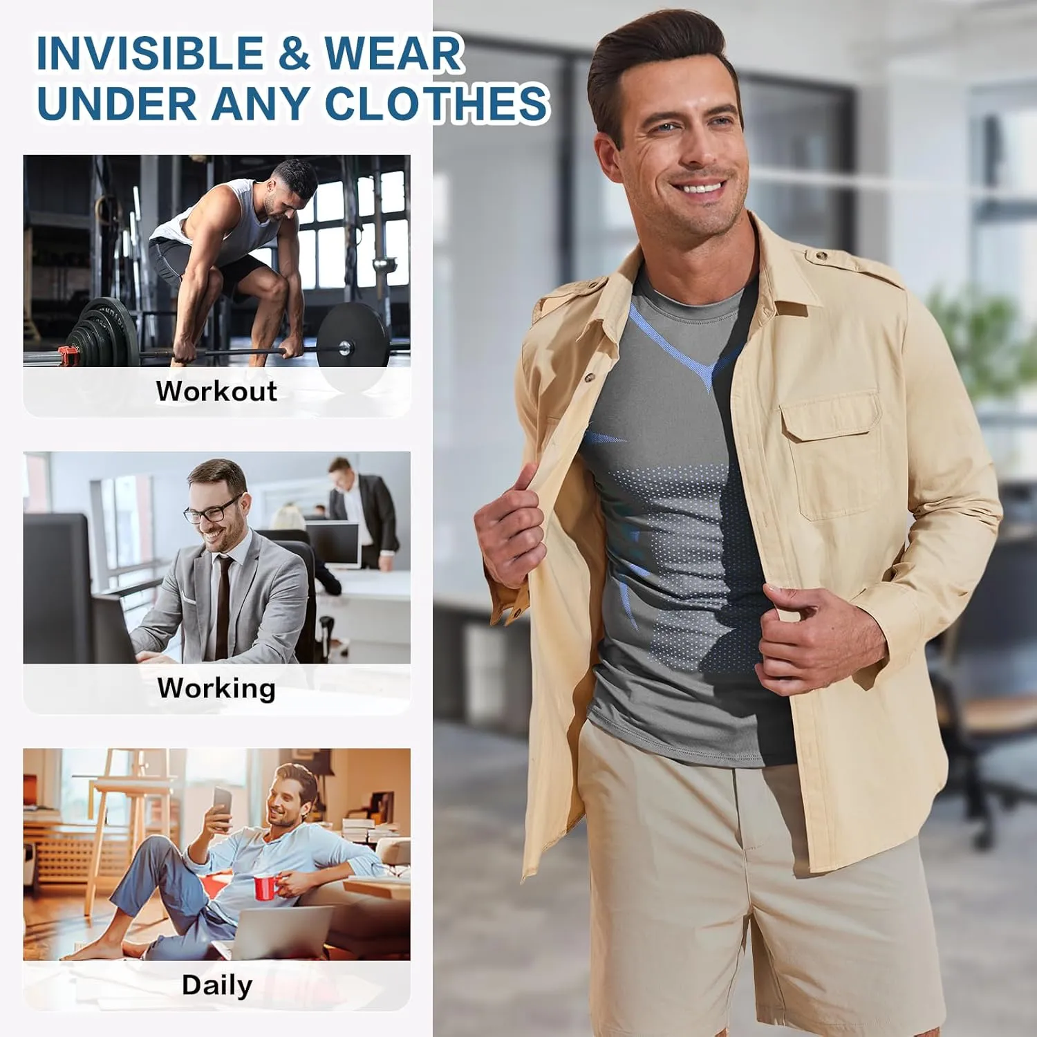 Beotyshow Ionic Shaping Sleeveless Shirt Gynecomastia Compression Shirts Slimming Body Shaper Vest Shapewear Tank Top for Men