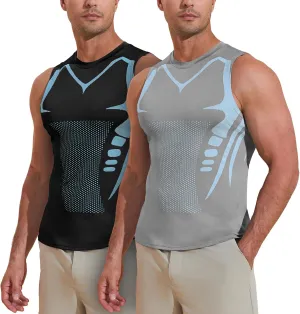 Beotyshow Ionic Shaping Sleeveless Shirt Gynecomastia Compression Shirts Slimming Body Shaper Vest Shapewear Tank Top for Men
