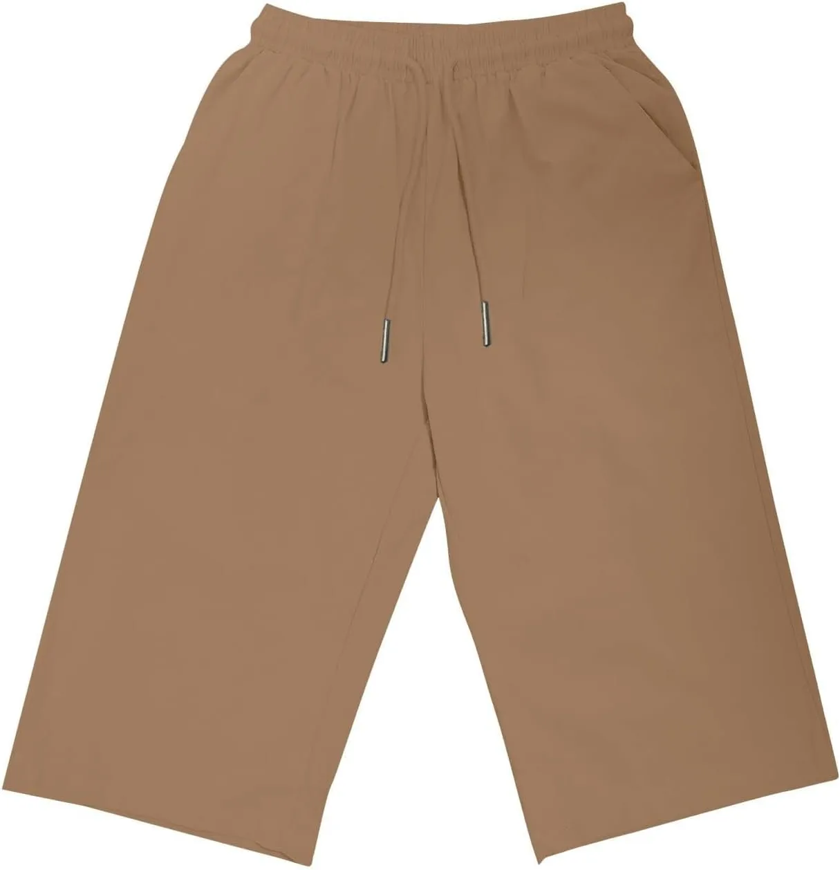 Bermuda Shorts for Women Summer Linen Wide Leg Pants Drawstring High Waist Pants with Pockets Casual Beach Shorts