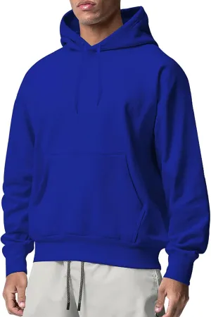 Big and Tall Hoodies for Men Heavyweight Long Sleeve Solid Hooded Sweatshirts Loose Sport Pullover Shirt Fall Clothes