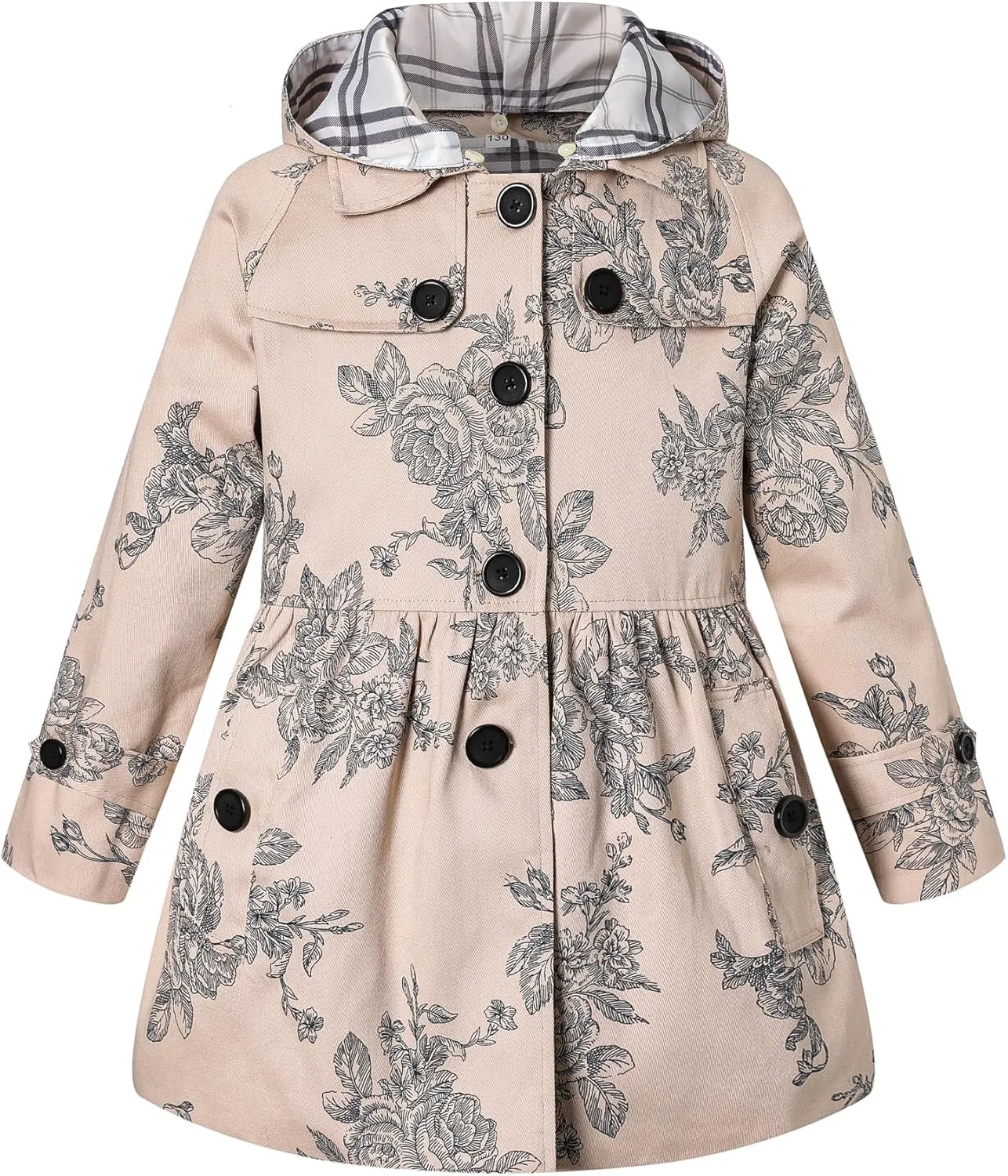 BINPAW Girl's Hooded Trench Coat