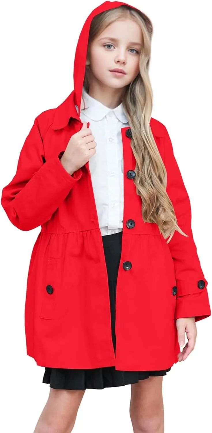 BINPAW Girl's Hooded Trench Coat