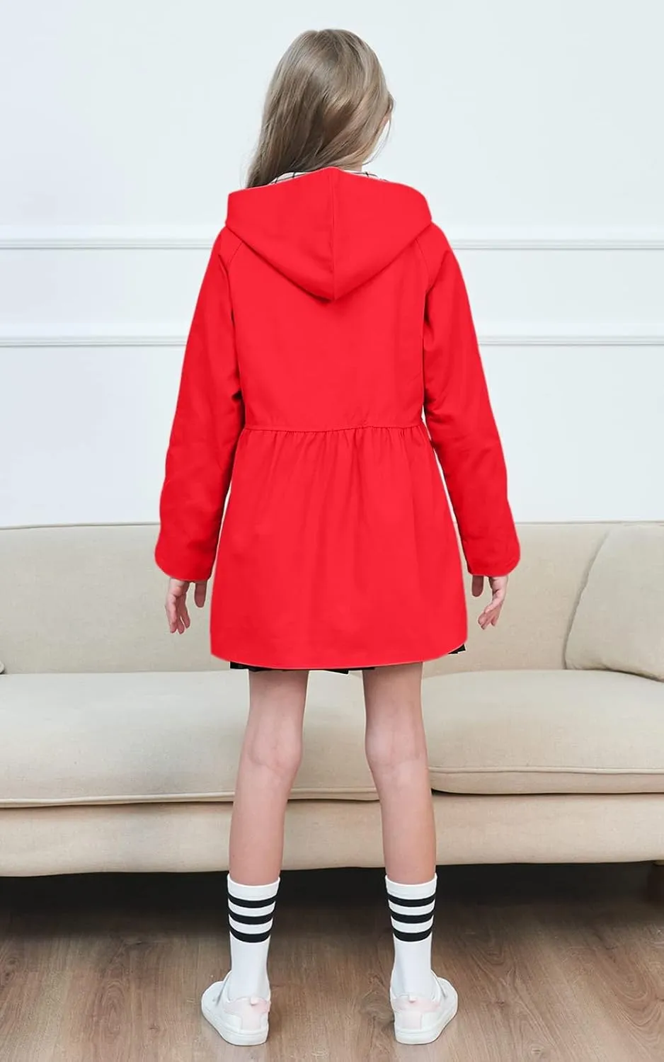 BINPAW Girl's Hooded Trench Coat