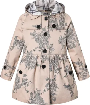 BINPAW Girl's Hooded Trench Coat