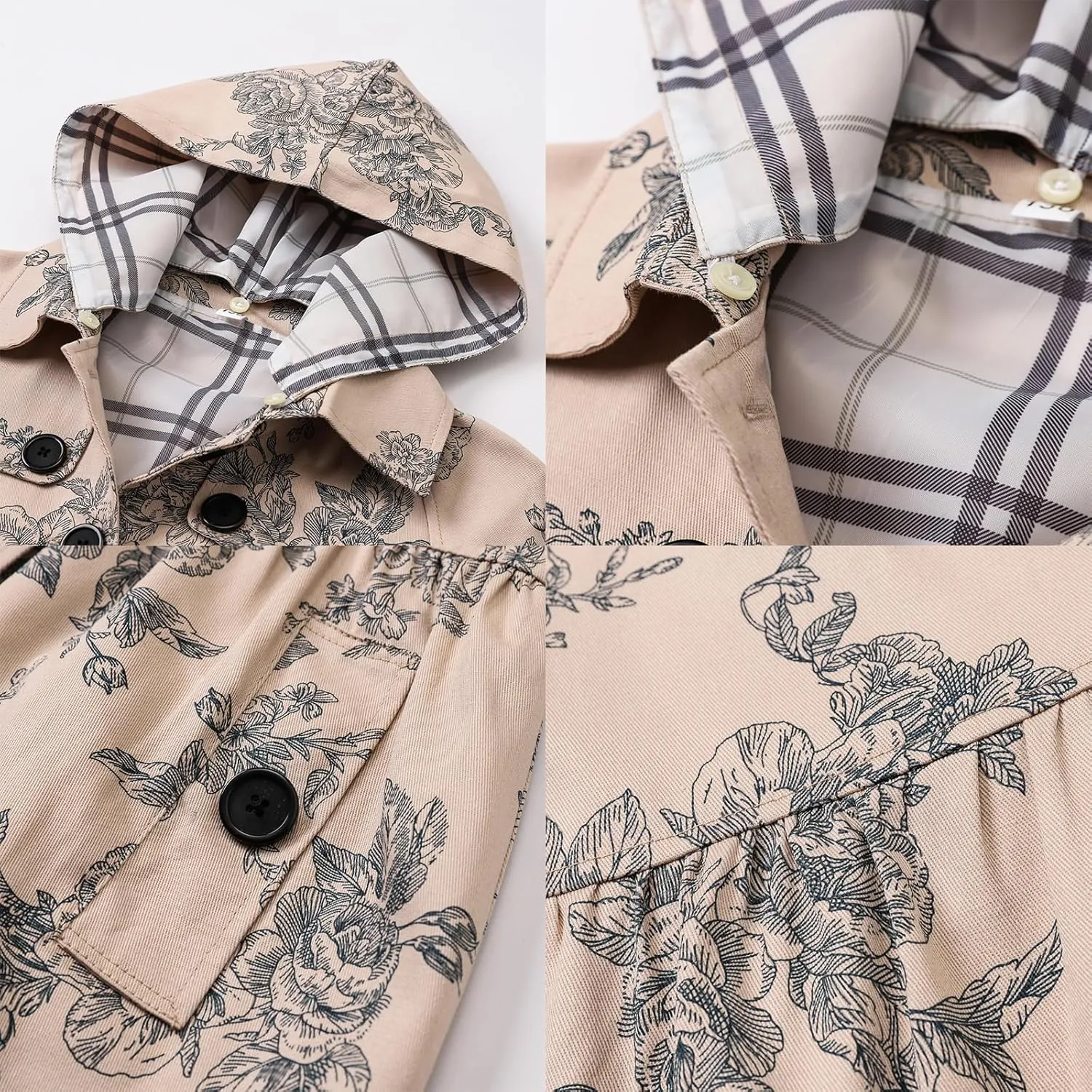 BINPAW Girl's Hooded Trench Coat