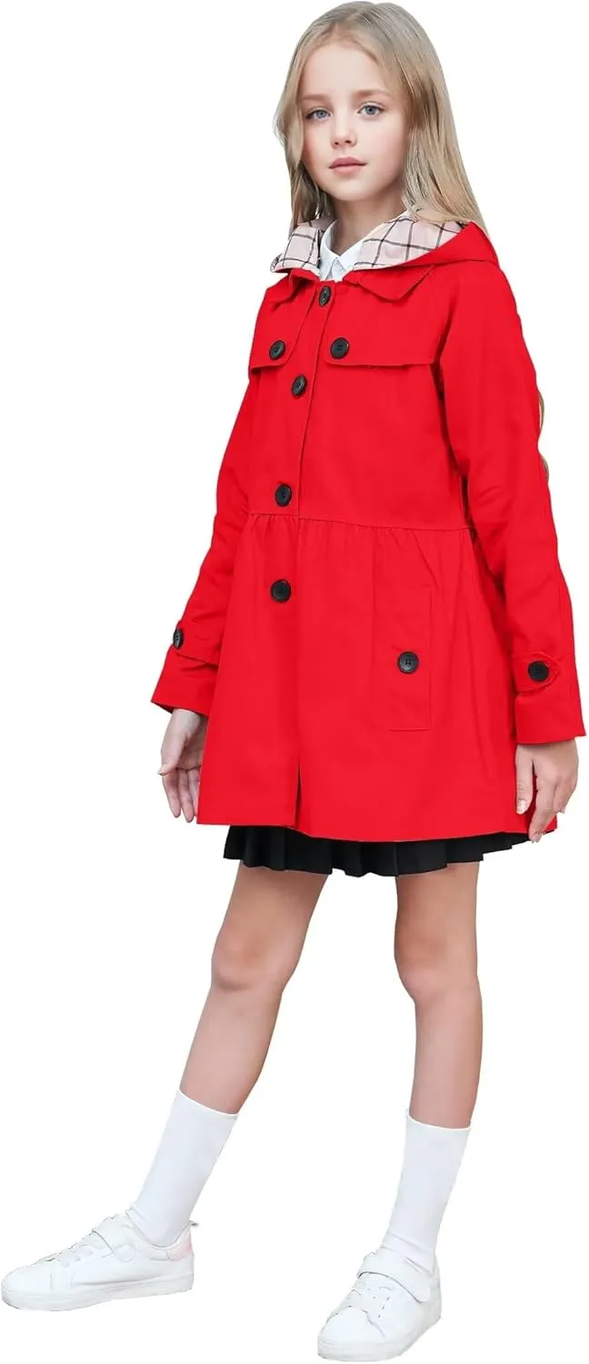 BINPAW Girl's Hooded Trench Coat