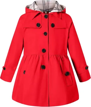 BINPAW Girl's Hooded Trench Coat