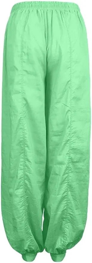 Black Linen Pants Women Plus Size Beach Baggy Wide Leg Pants with Pockets Solid Business Palazzo Pants for Women