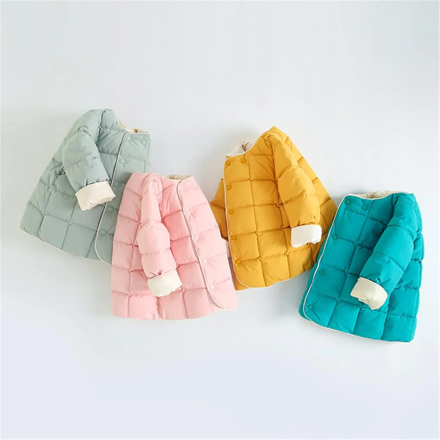 Boys Fall Clothes Kids Toddler Baby Girls Boys Winter Warm Thick Solid Cotton Long Sleeve Padded Clothes Coat