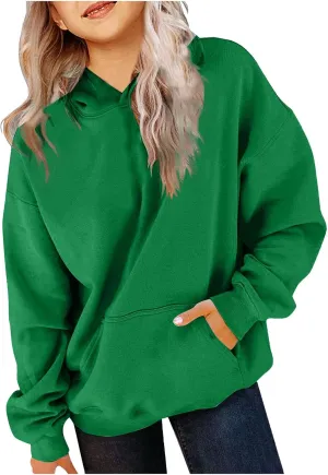 BTDECLAR Hoodies for Teen Girls Oversized Long Sleeve Fleece Hooded Sweatshirt Pullover Tops Cute Preppy Clothes Size 10 12